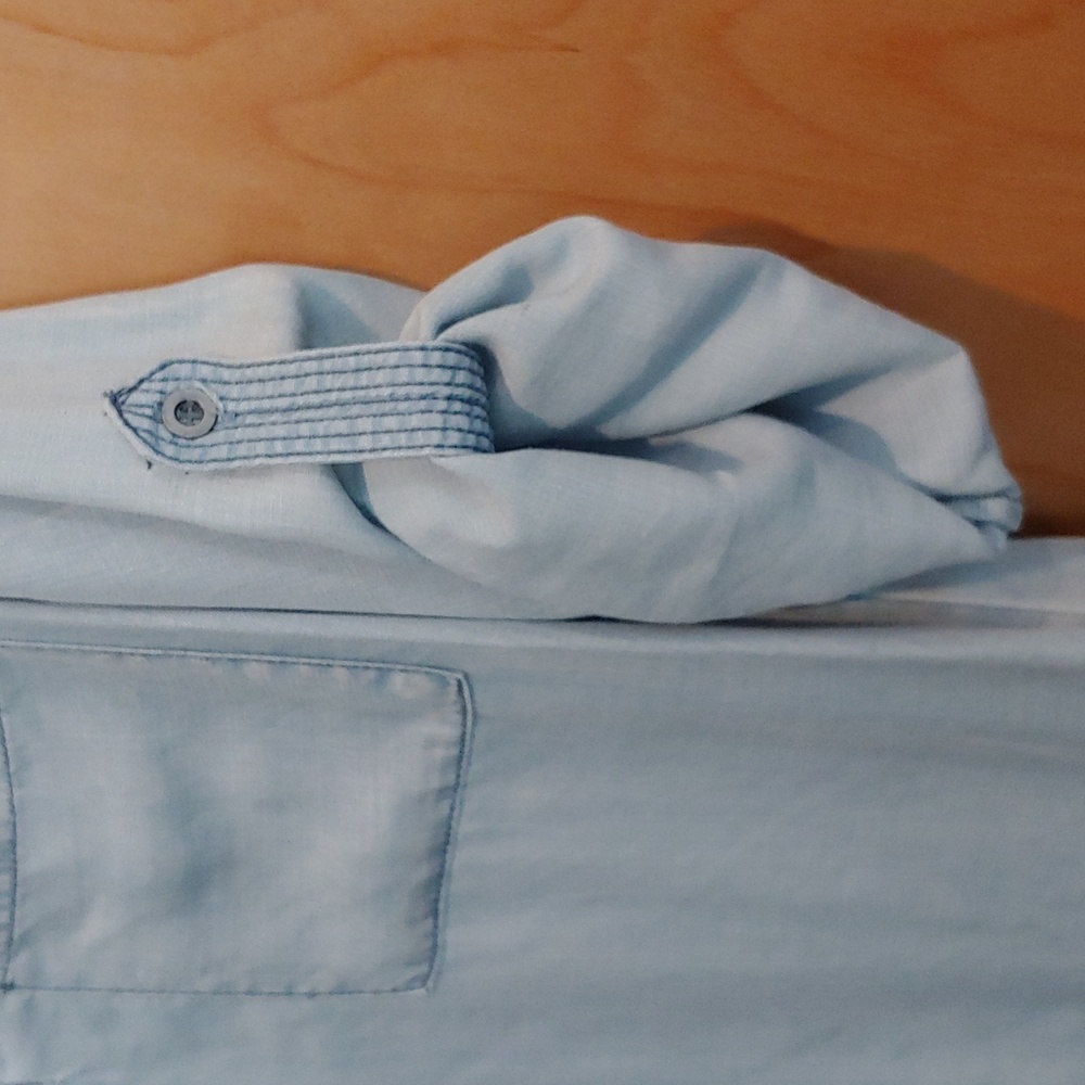 Medium Split Neck Chambray Roll Tab Blouse - image 3